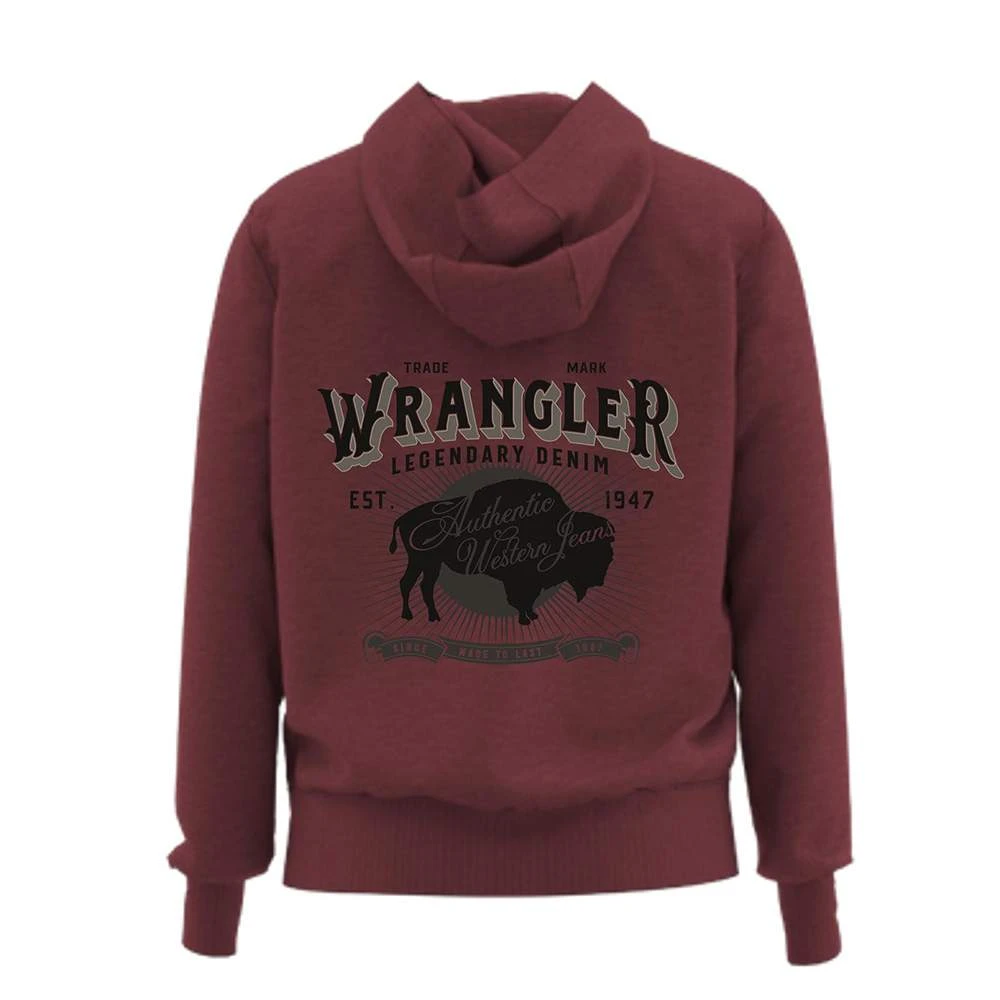 Wrangler Men's Burgundy Buffalo Graphic Hoodie Wrangler Men's Burgundy Buffalo Graphic Hoodie -Beste Western Cowboy Store 112319257 2