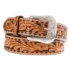 Western Fashion Men's Twisted X Tan Floral Brown Buckstitch Belt -Beste Western Cowboy Store 76401 default l