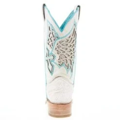 Corral Women's White Inlay Turquoise Embroidery 12 In Top Square Toe Boot -Beste Western Cowboy Store A4334 04