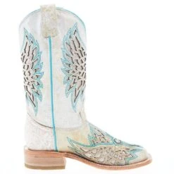 Corral Women's White Inlay Turquoise Embroidery 12 In Top Square Toe Boot -Beste Western Cowboy Store A4334 05